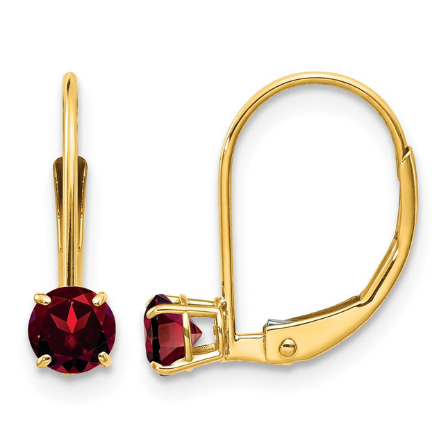 14k Garnet Earrings - January, 13 x 4mm