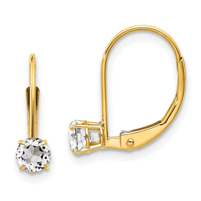 14k White Topaz Earrings - April, 13 x 4mm