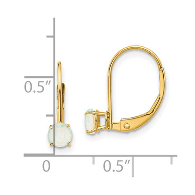 14K Round October/Opal Leverback Earrings