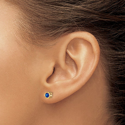 14K Sapphire Earrings - September, 4 x 4mm