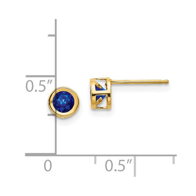 14K Sapphire Earrings - September, 4 x 4mm