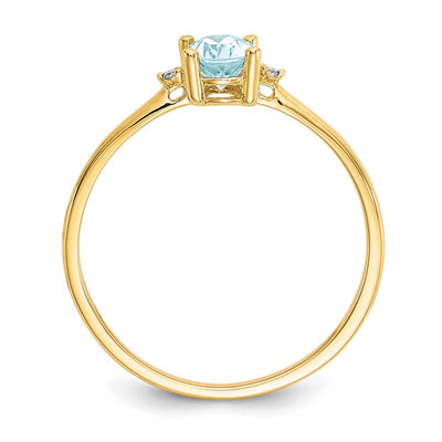 14K Diamond & Aquamarine Birthstone Ring