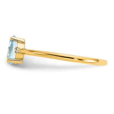 14K Diamond & Aquamarine Birthstone Ring