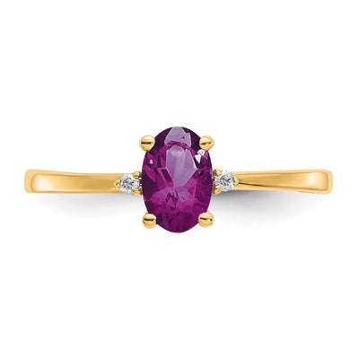 14K Diamond & Rhodolite Garnet Birthstone Ring