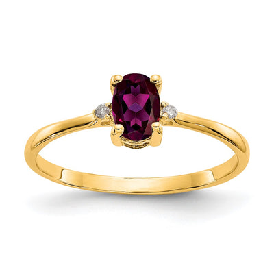 14K Diamond & Rhodolite Garnet Birthstone Ring