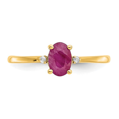 14K Diamond & Ruby Birthstone Ring