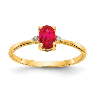 14K Diamond & Ruby Birthstone Ring