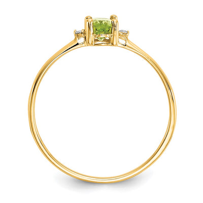 14K Diamond & Peridot Birthstone Ring