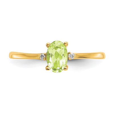 14K Diamond & Peridot Birthstone Ring