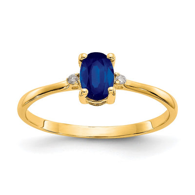 14K Diamond & Sapphire Birthstone Ring