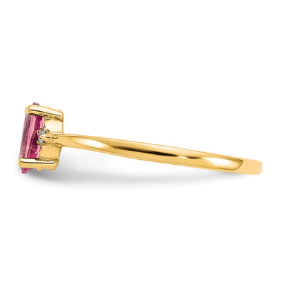 14K Diamond & Pink Tourmaline Birthstone Ring
