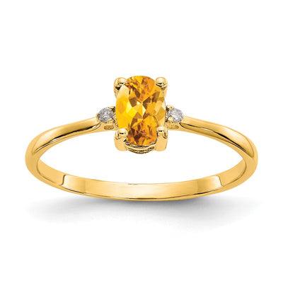 14K Diamond & Citrine Birthstone Ring