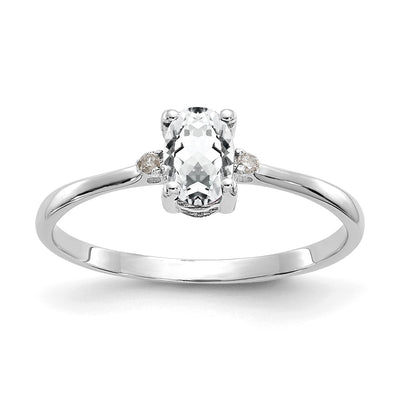 14K white gold diamond birthstone ring