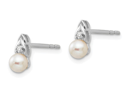 14K white gold diamond earrings, alternate view