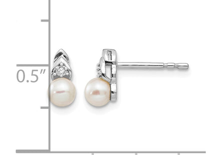 14K white gold diamond earrings, further view