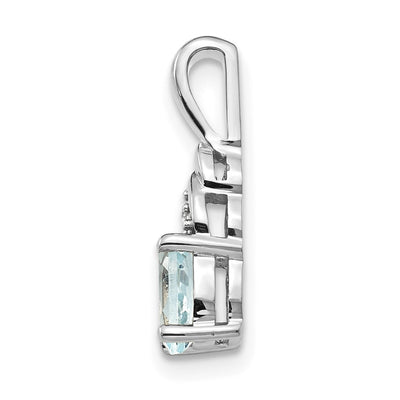 14K White Gold Aquamarine and Diamond Pendant, 16 x 4mm