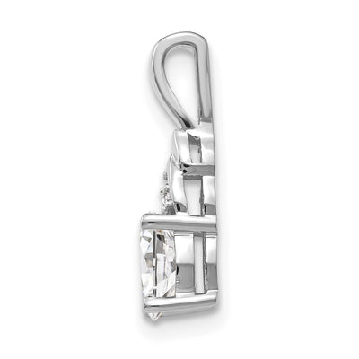 14K White Gold White Topaz and Diamond Pendant, 16 x 4mm