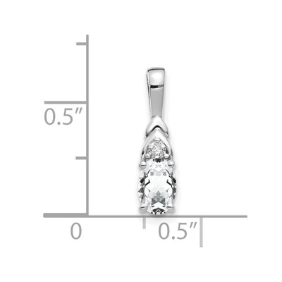 14K White Gold White Topaz and Diamond Pendant, 16 x 4mm