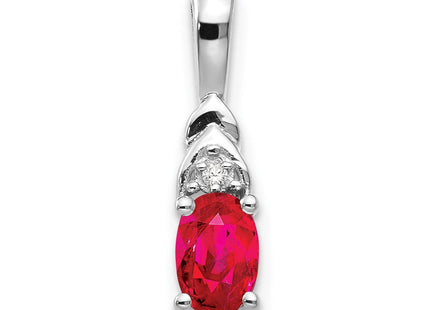 14k White Gold Ruby and Diamond Pendant (Style XBS244)