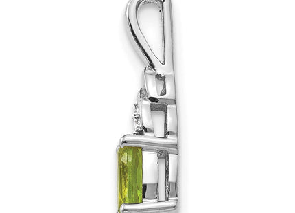 14k White Gold 6x4 Oval Peridot and Diamond Pendant (Style XBS255)