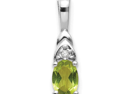 14k White Gold 6x4 Oval Peridot and Diamond Pendant (Style XBS255)