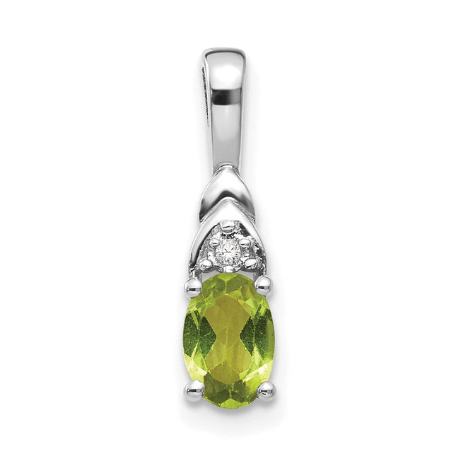 14K white gold diamond oval pendant