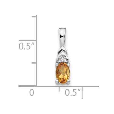 14K White Gold Citrine and Diamond Pendant, 16 x 4mm