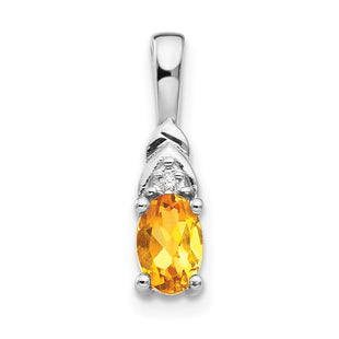 14k White Gold Citrine and Diamond Pendant (Style XBS258)