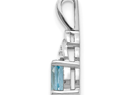 14k White Gold Blue Topaz and Diamond Pendant (Style XBS259)