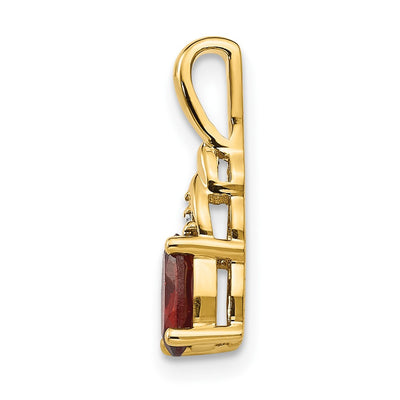 14K Garnet and Diamond Pendant, 16 x 4mm