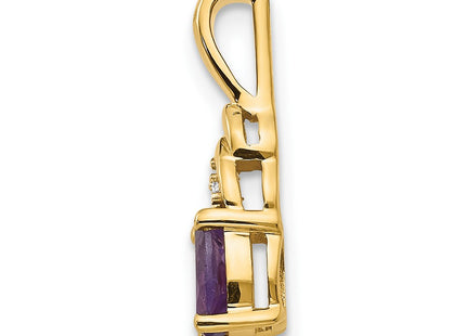14K 6x4 Oval Amethyst and Diamond Drop Pendant, view 2