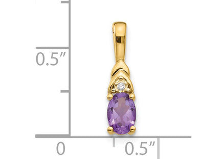 14K 6x4 Oval Amethyst and Diamond Drop Pendant, view 3