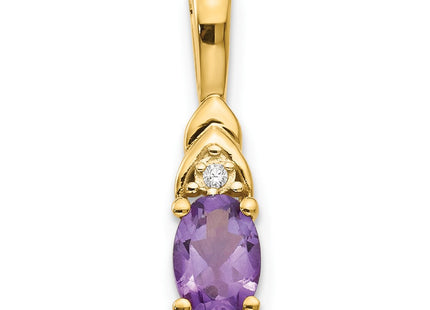 14K 6x4 Oval Amethyst and Diamond Drop Pendant