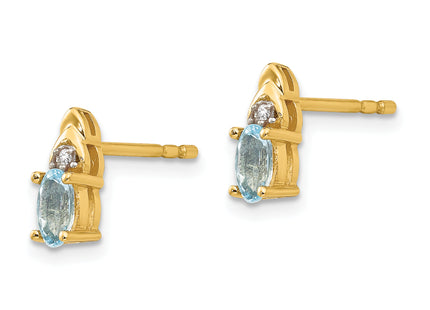 14K Aquamarine and Diamond Earrings