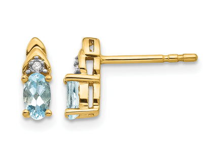 14K Aquamarine and Diamond Earrings