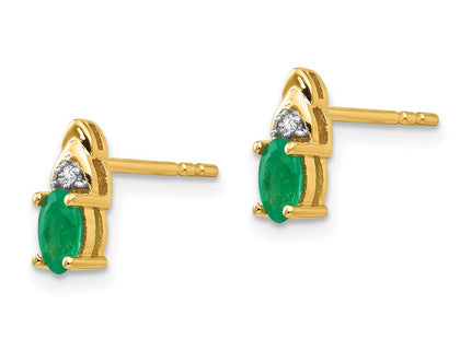 14k Emerald and Diamond Earrings (Style XBS273)