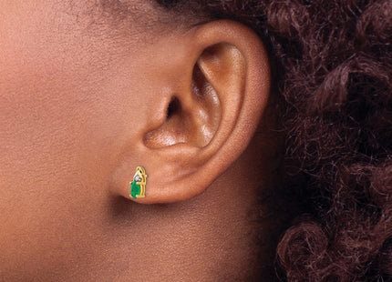 14k Emerald and Diamond Earrings (Style XBS273)