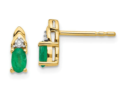 14k Emerald and Diamond Earrings (Style XBS273)