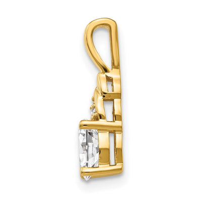 14K White Topaz and Diamond Pendant, 16 x 4mm