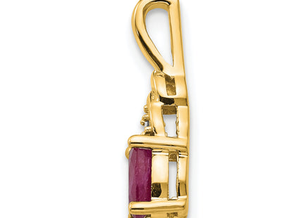 14k Ruby and Diamond Pendant, 16 x 4mm