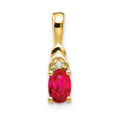 14K Ruby and Diamond Pendant, 16 x 4mm