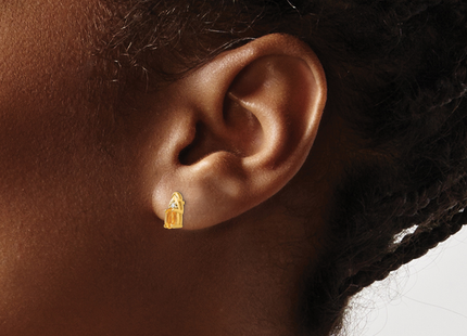 14k Citrine and Diamond Earrings, 9 x 4mm (S289)