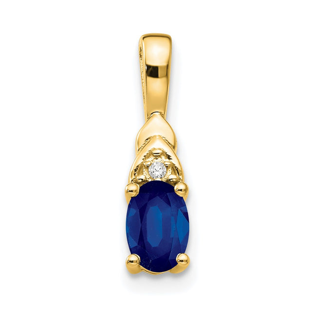 14k Sapphire and Diamond Pendant, 16 x 4mm