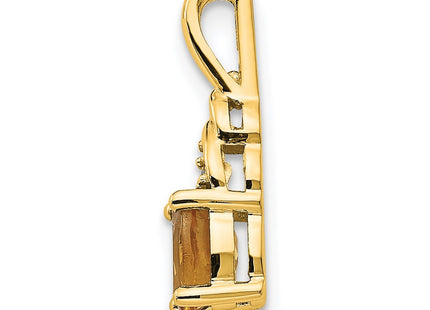 14K 6x4 Oval Citrine and Diamond Drop Pendant, view 2