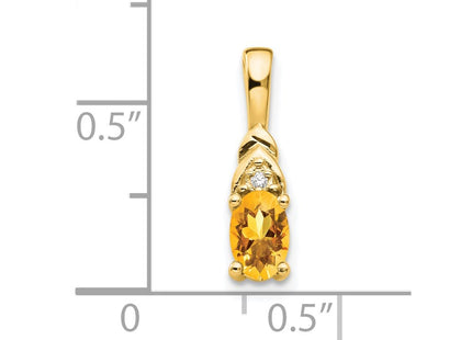 14K 6x4 Oval Citrine and Diamond Drop Pendant, view 3