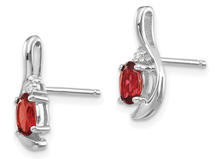 14k White Gold Garnet and Diamond Post Earrings (Style XBS370)