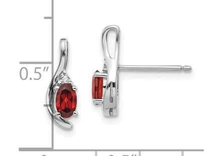 14k White Gold Garnet and Diamond Post Earrings (Style XBS370)