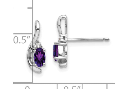 14k White Gold Amethyst and Diamond Post Earrings (Style XBS371)