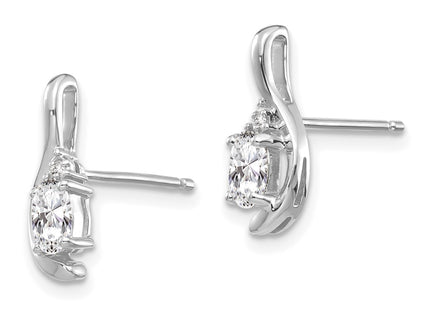 14K white gold diamond earrings, alternate view