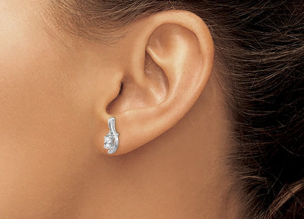 14K white gold diamond earrings, another view